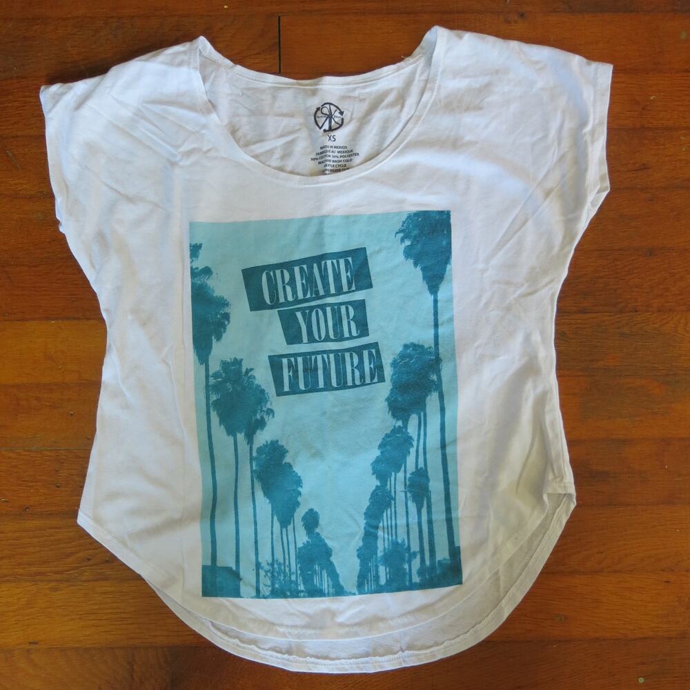 RECYCLED KARMA Crop Top Size XS Inspirational White Punk Streetwear Casual